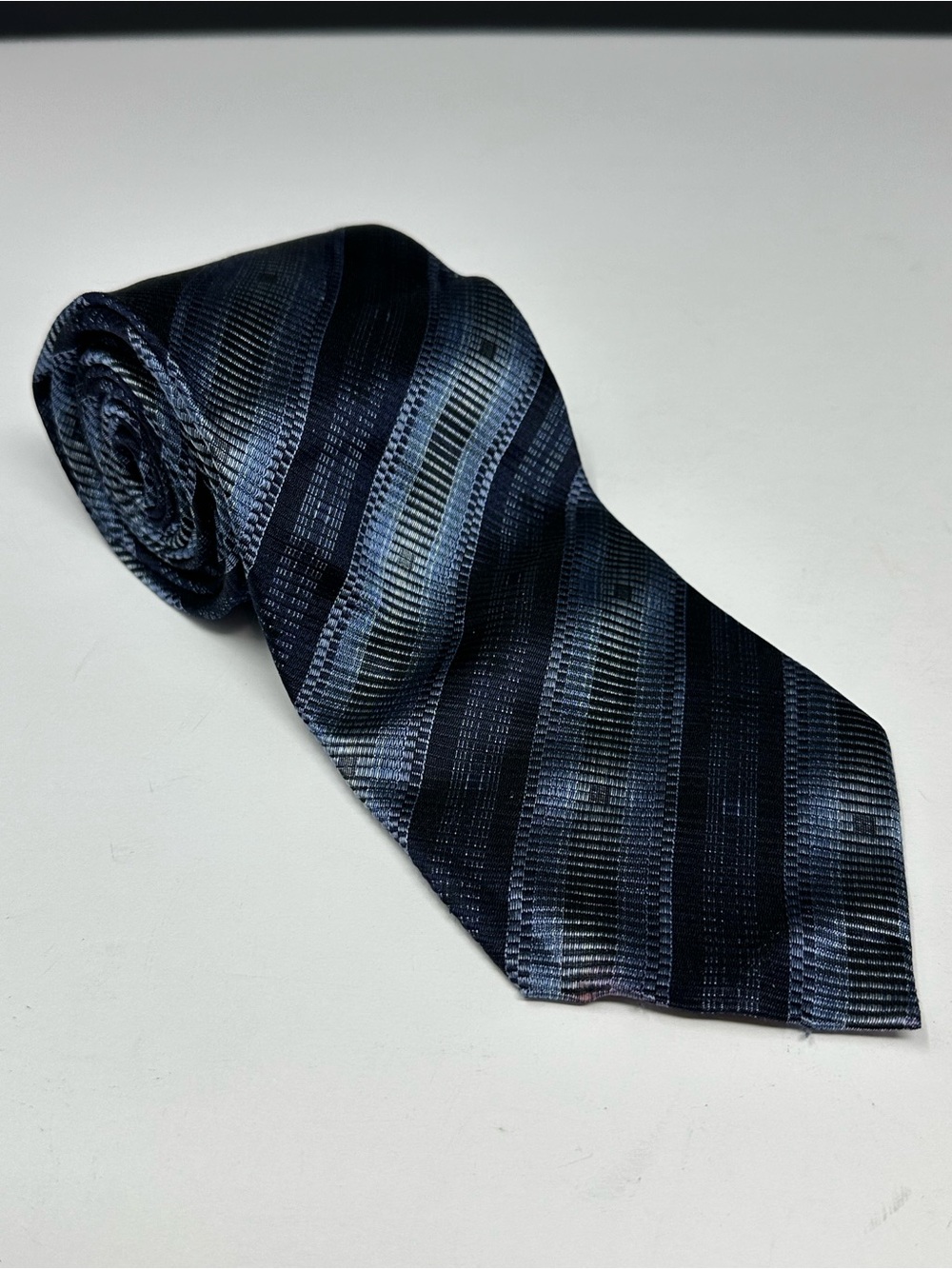 Seta Zone Mens Neck Tie Blue Diagonal Striped 100% Silk Setazone T1